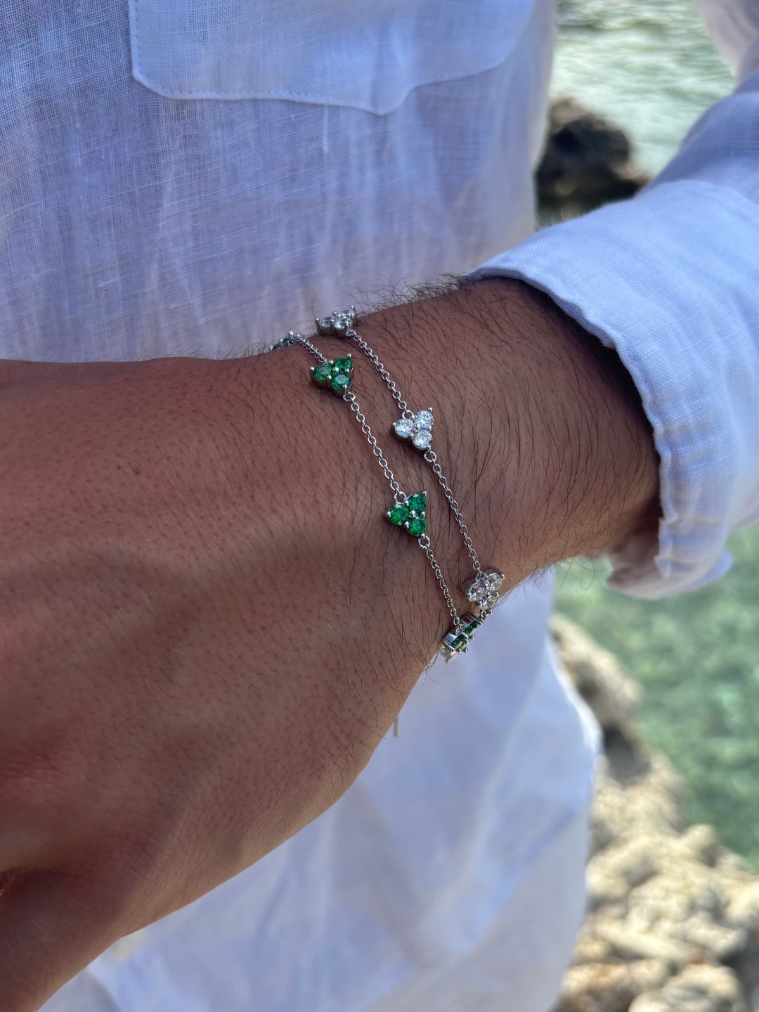 GREEN CLOVER BRACELET | Silver
