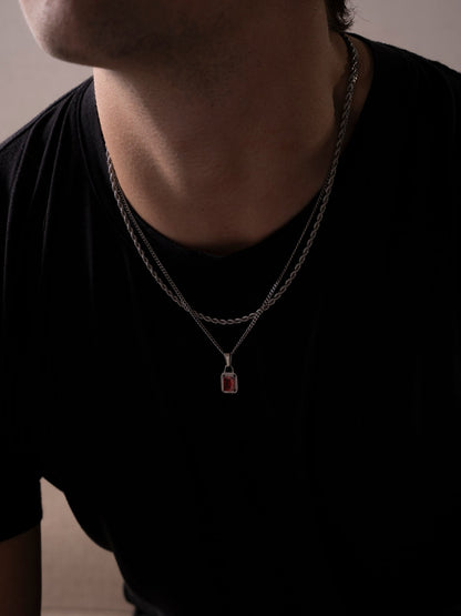 RED GEMSTONE CHAIN | Silver