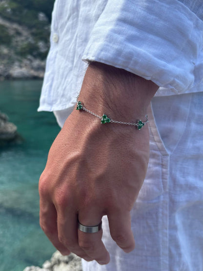 GREEN CLOVER BRACELET | Silver