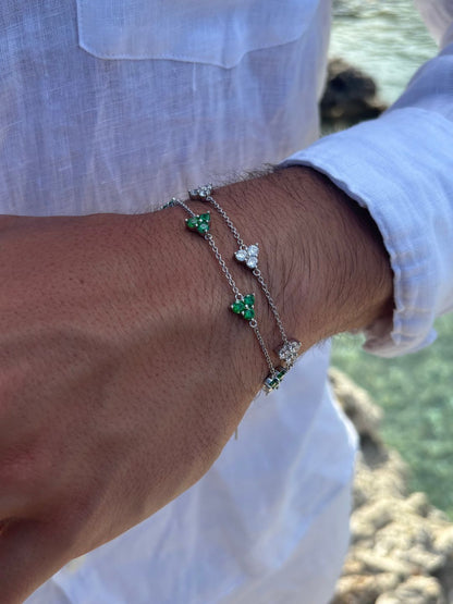 GREEN CLOVER BRACELET | Silver